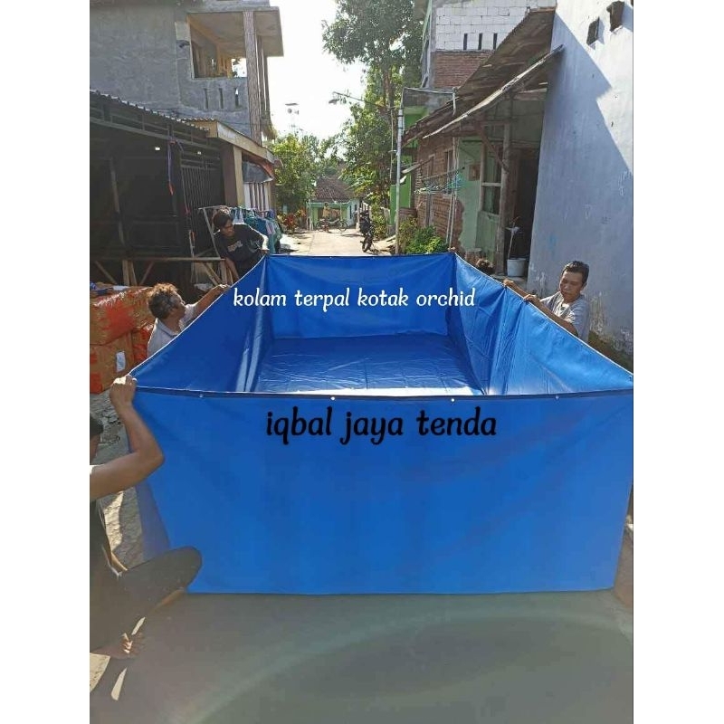 kolam terpal kotak ukuran 3 x 2.5 x 1. bahan orchid semi karet