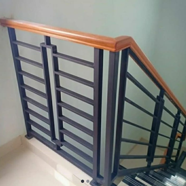 reling tangga pegangan kayu minimalis