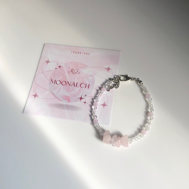 Gelang Manik Rose Quartz Beads Bracelet Aesthetic
