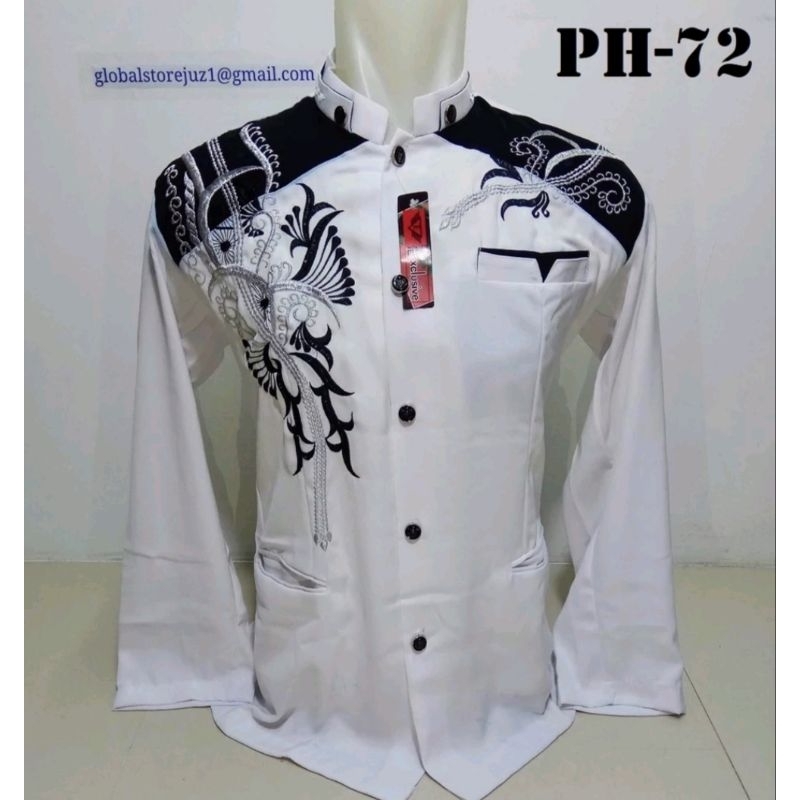 Jasko Bordir Putih Kombinasi/Jas Koko/Pakaian Koko Pria Dewasa Bahan High Twist