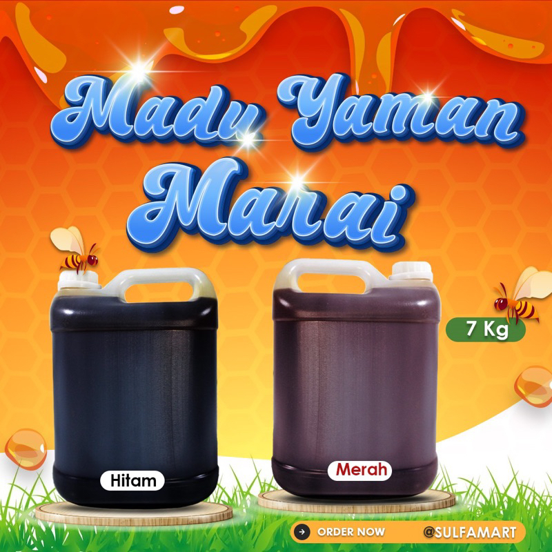 

MADU MARAI MARA'I ASLI YAMAN SUPER 7KG / MADU MARA'I HITAM & MERAH / MADU SUMROH 7KG ASLI YAMAN