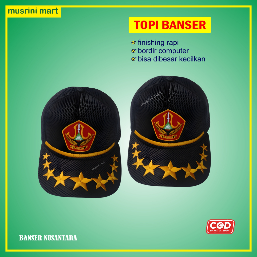 Topi Banser Nu Bintang Sembilan Atribut Ansor Banser Nu Topi Banser Jaring Berkualitas Musrini Mart
