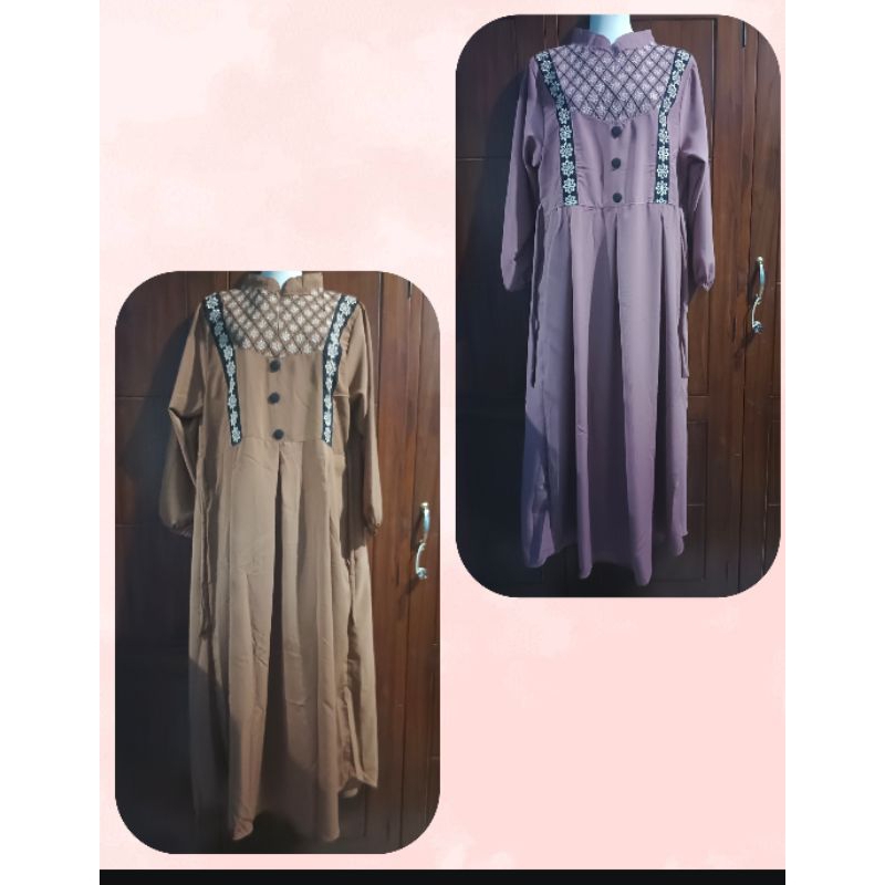 gamis bordir terbaru/gamis premium/outfit wanita kekinian