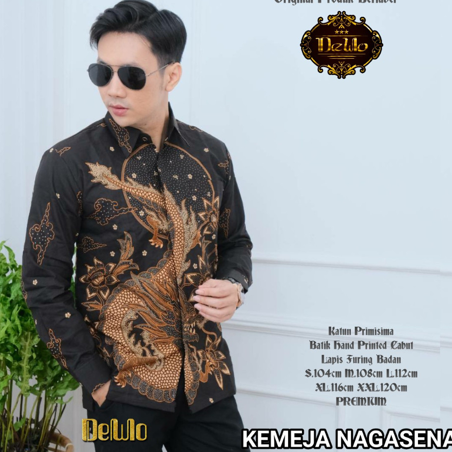 KEMEJA BATIK NAGASENA LAPIS FURING ORI SOLO / BAJU BATIK KONDANGAN PRIA TERBARU / BATIK PRIA LENGAN 