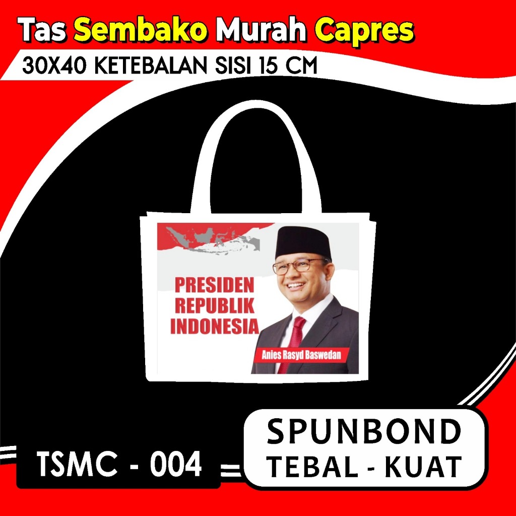 

Tas Spundbond Sembako Capres Cawapres Anies Muhaimin / Tas Bingkisan Pemilu 2024 / Tas Souvenir Partai / Tas Spundbond Murah