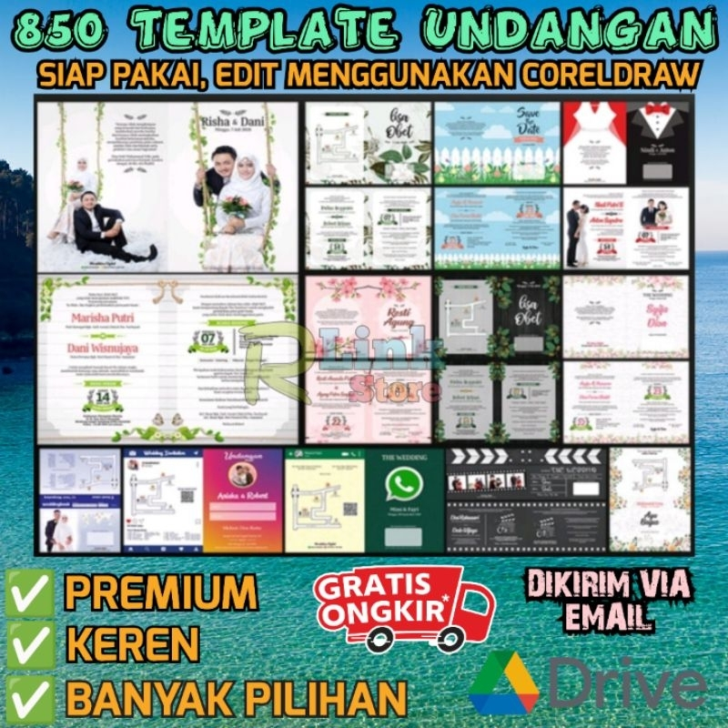 840+ Template Desain Undangan Pernikahan Kekinian Aesthetic Rustic Corel Draw (Format CDR)