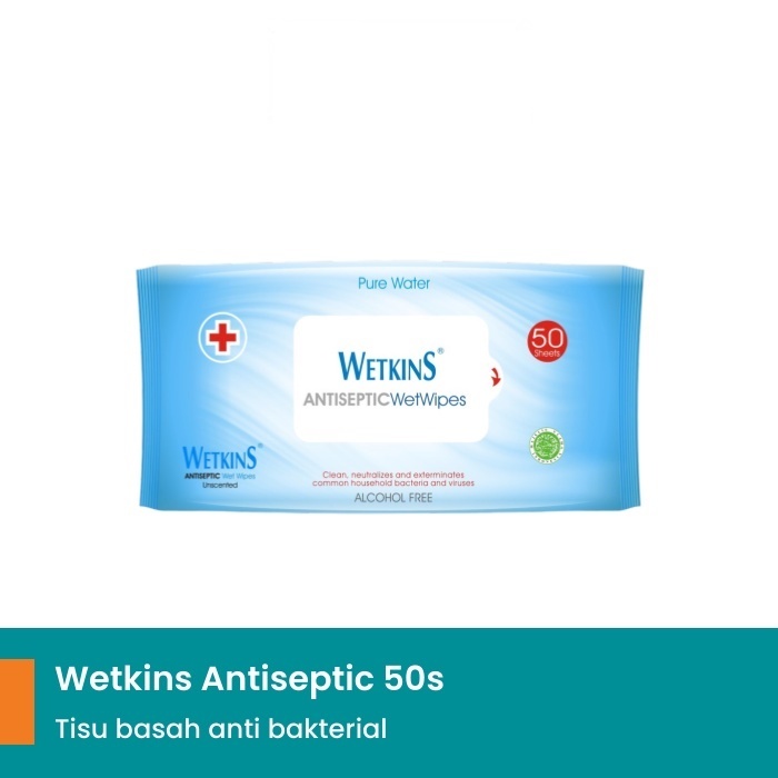 PERA753 WETKINS TISSUE BASAH ANTISEPTIC 50 SHEET/ BABY BLUE / PINK 50 SHEET / GANTI POPOK 80 SHEET B