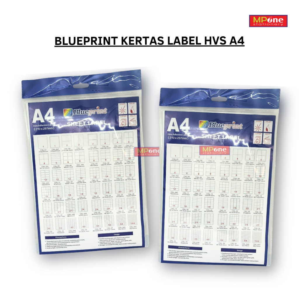 

Kertas Stiker Label HVS Blueprint a4 uk 66x40mm 20 lembar