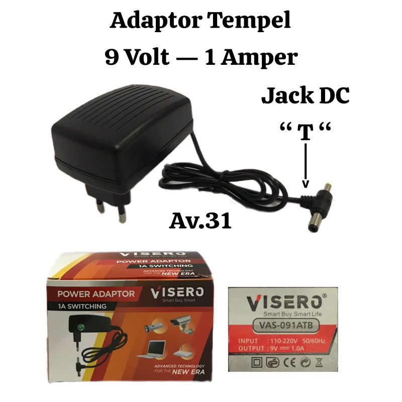 Adaptor 1A 9 Volt Visero & Adaptor 2A 9 Volt Klop
