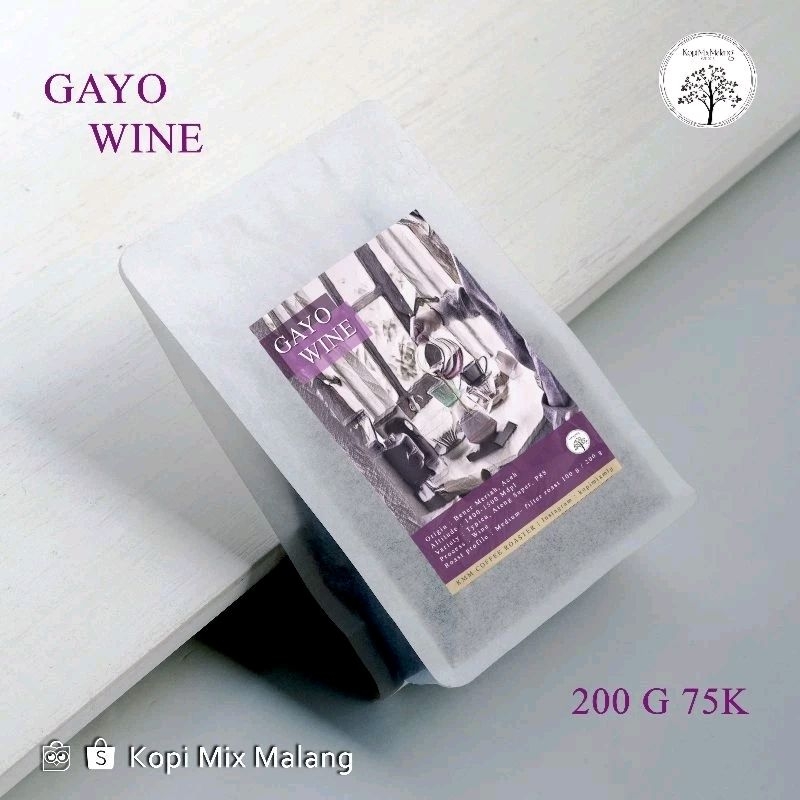 

Arabica Gayo Soft Wine 200 Gram - Kopi Mix Malang