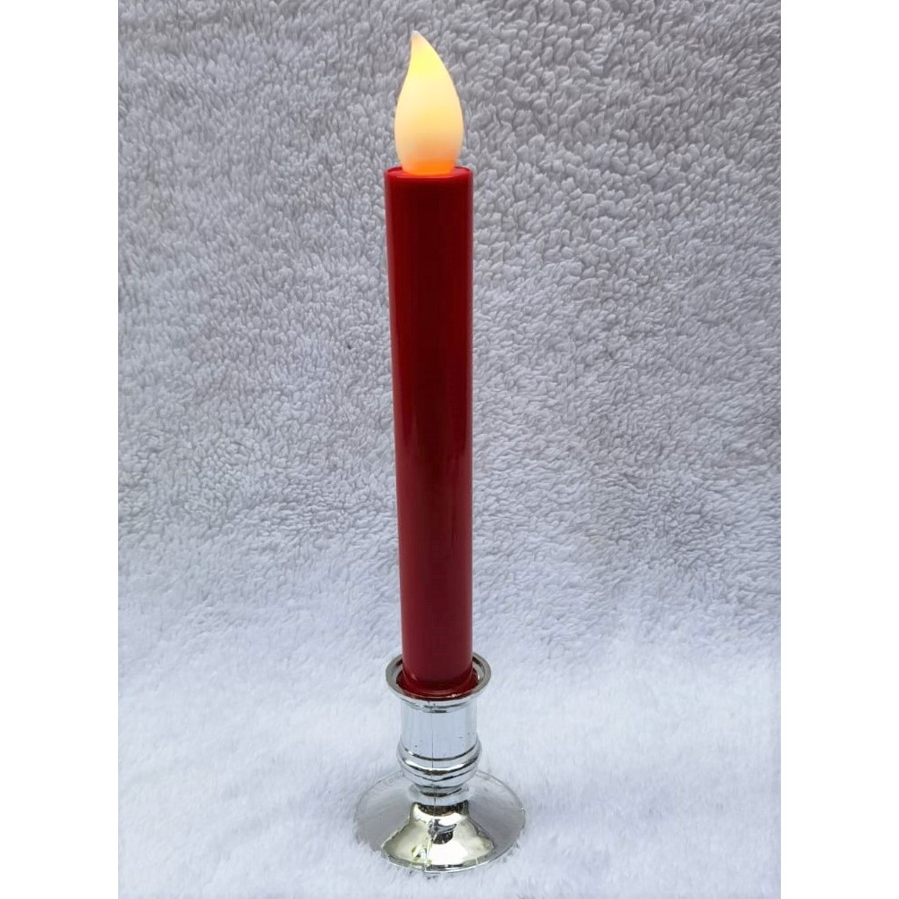 lilin LED merah dan Tatakan Plastik silver