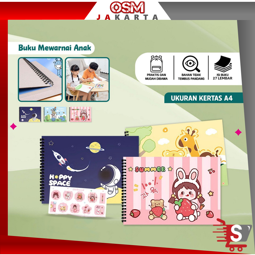 

OSM JKT S6132 Buku Gambar Anak Balita / Buku Menggambar Painting Book Kids / Drawing Book Ring Kartun / Sketch Book Motif Karakter