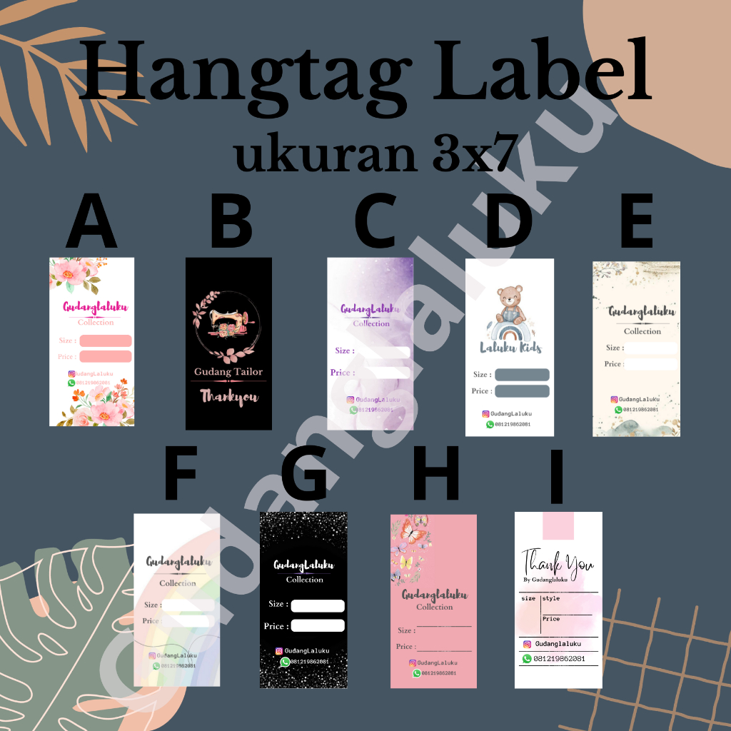 

50 pcs Hangtag label baju-hantagcustom-label nama olshop-isi