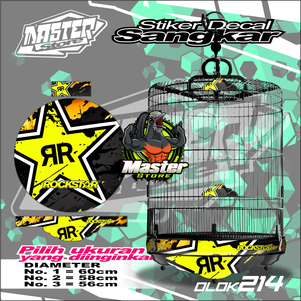 Sticker decal sangkar Bulat murai ROCKSTAR High Quality Bisa Request