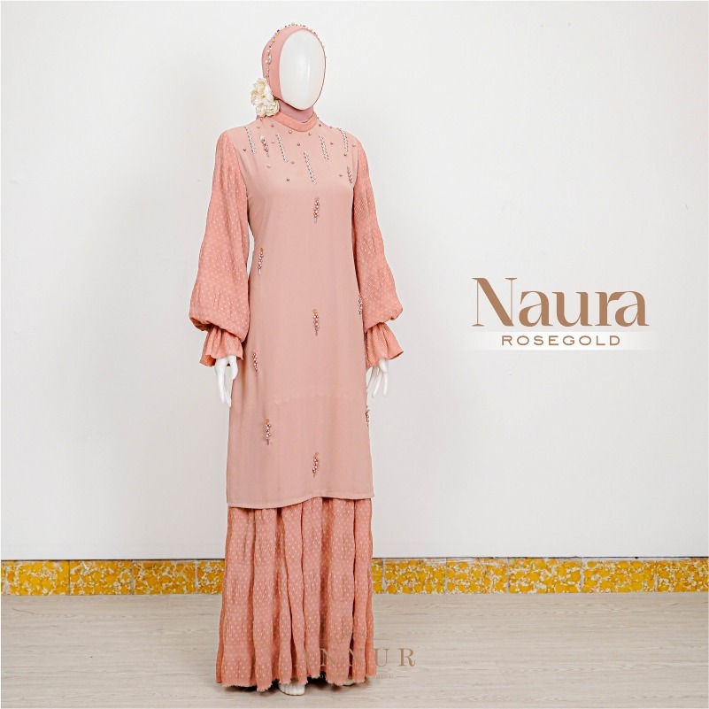 Annur Label Pre Order Naura dress ceruty babydoll halus payet gamis pengajian haji umroh