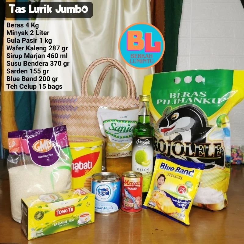 Tas Anyaman Plastik JUMBO Lurik / Tas Keranjang Belanja Besar untuk Souvenir Parcel Hampers