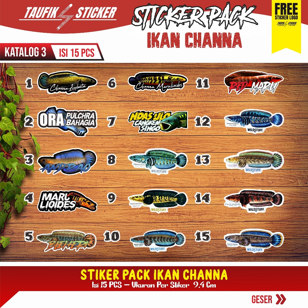 

STIKER IKAN CHANNA ANTI AIR #DESAIN 3