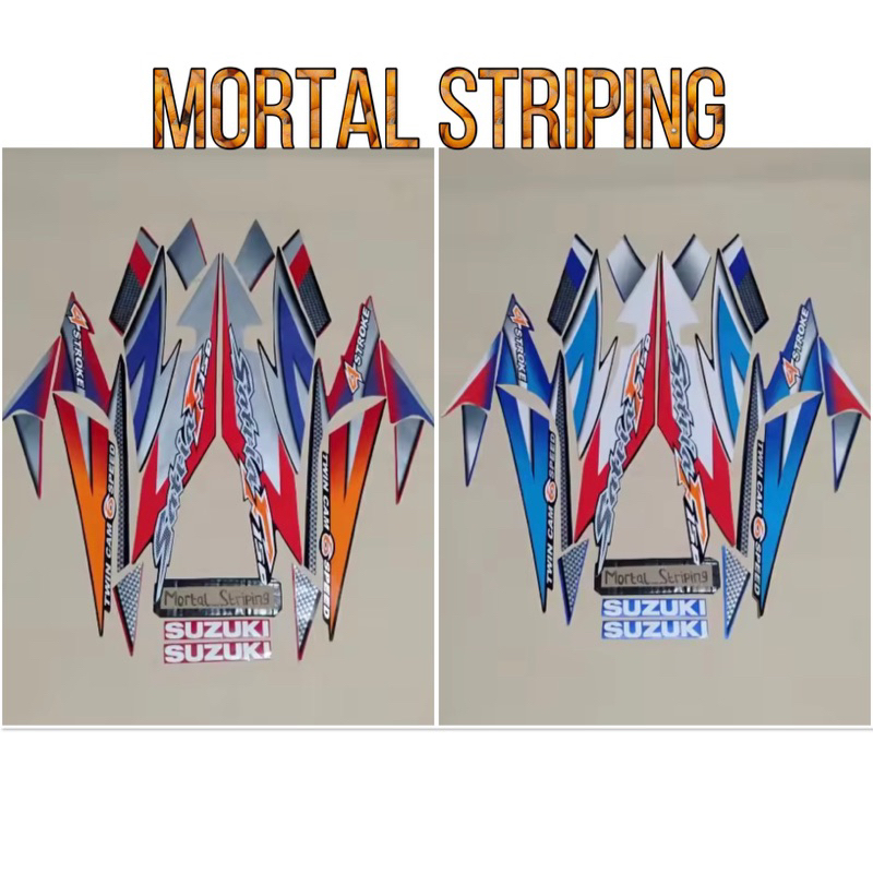 STIKER STRIPING LIS BODY SATRIA FU F150 CBU 2006 2007 MERAH & BIRU