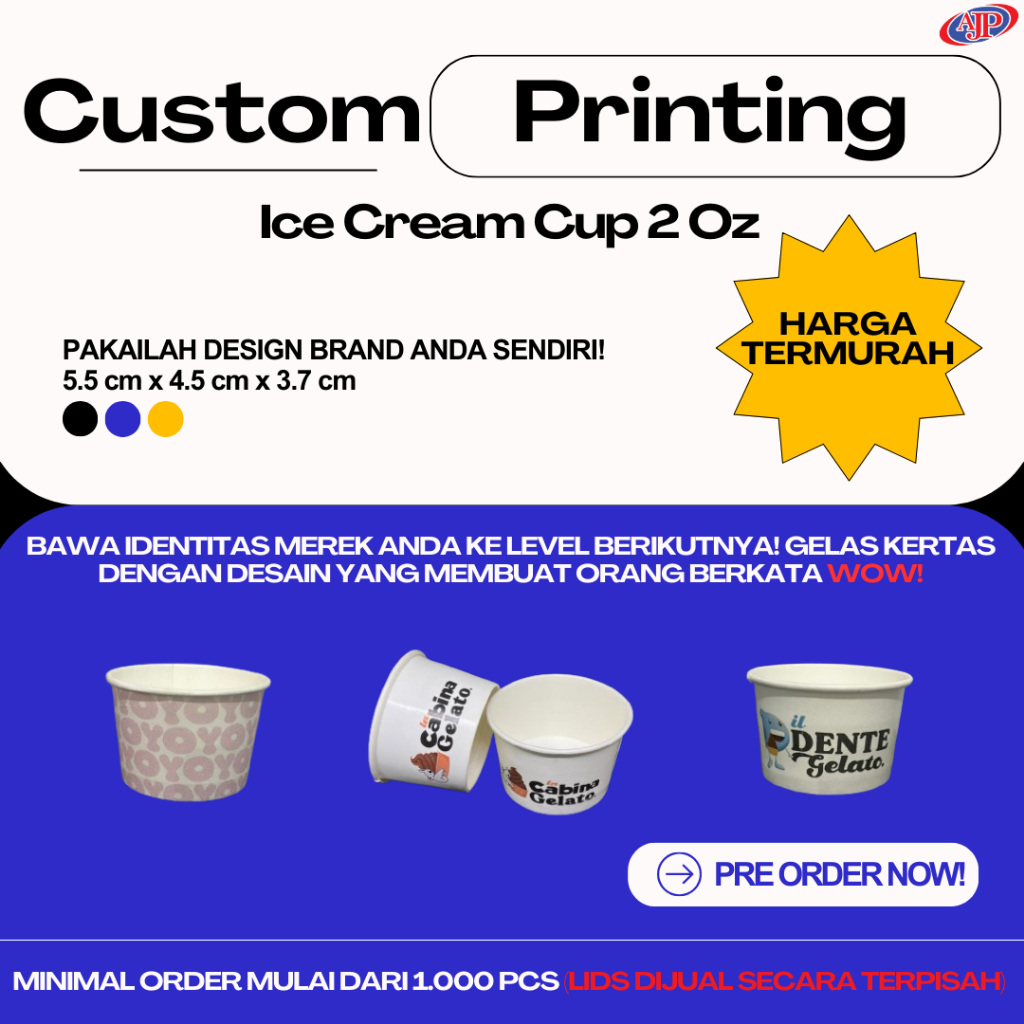 Custom Printing Ice Cream Cup 2 Oz