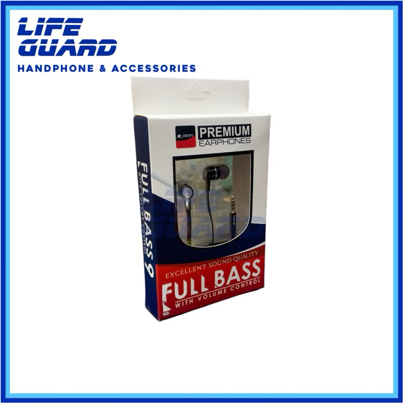 HEADSET EARPHONE ARMY FULL BASS HANDSFREE HF ARMY FULL BASS ORIGINAL