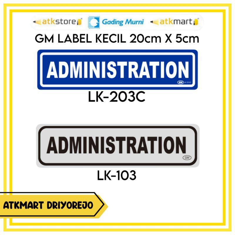

GM LABEL KECIL ADMINISTRATION - PAPAN PENANDA - PAPAN AKRILIK PETUNJUK