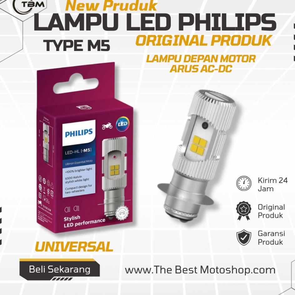 Laris SKA LAMPU DEPAN MOTOR LED PHILIPSLAMPU LED 2SISI H6 ARUS DC M5 BST BOHLAM LAMPU DEPAN MOTOR LE