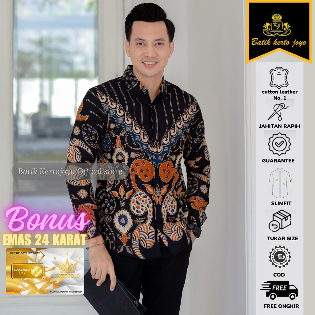 Baju Batik pria modern slimfit Batik Pria Lengan Panjang slimfit Kemeja batik pria Slimfit premium b