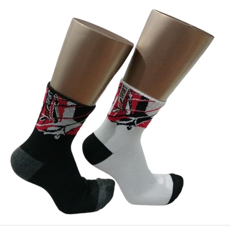 Terlaris Kaos Kaki Pria Sport Badminton 3/4 Cotton Dn Corak Lembut dan Elastis