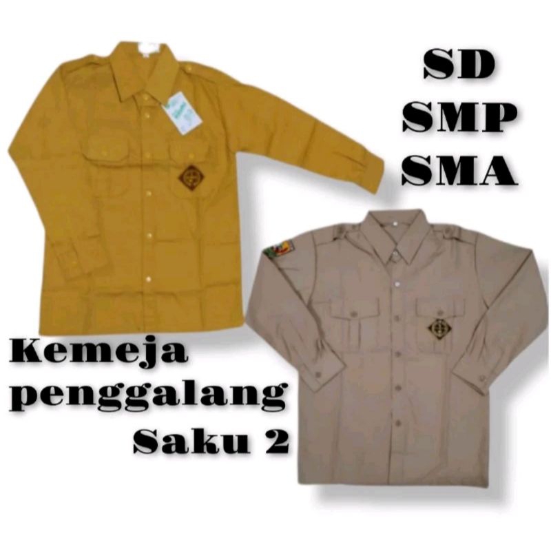 Baju Pramuka Kantong Dua Lengan Panjang SD/SMP/SMA Size Standard Sampai Jumbo Seragam Pramuka
