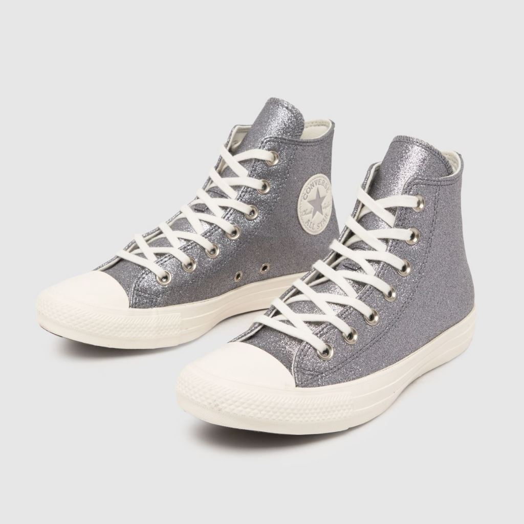 Converse Chuck Taylor All Star Glitter Sparkle Party Shine Hi Silver