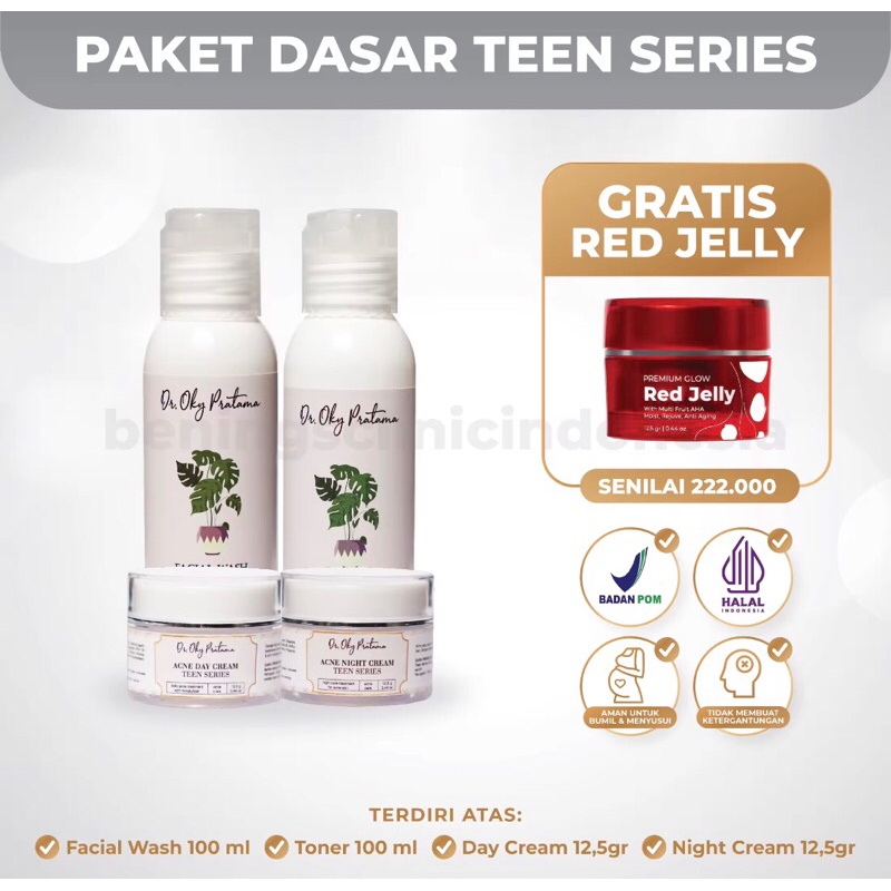 Bening's Acne Skincare Teen Series FREE RED JELLY Paketan Khusus Remaja Benings Clinic