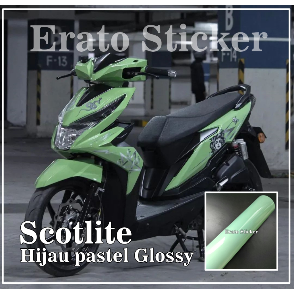 Scotlite stiker motor Hijau pastel glosy skotlet hijau pastel skotlet motor warna pastel scotlite gr