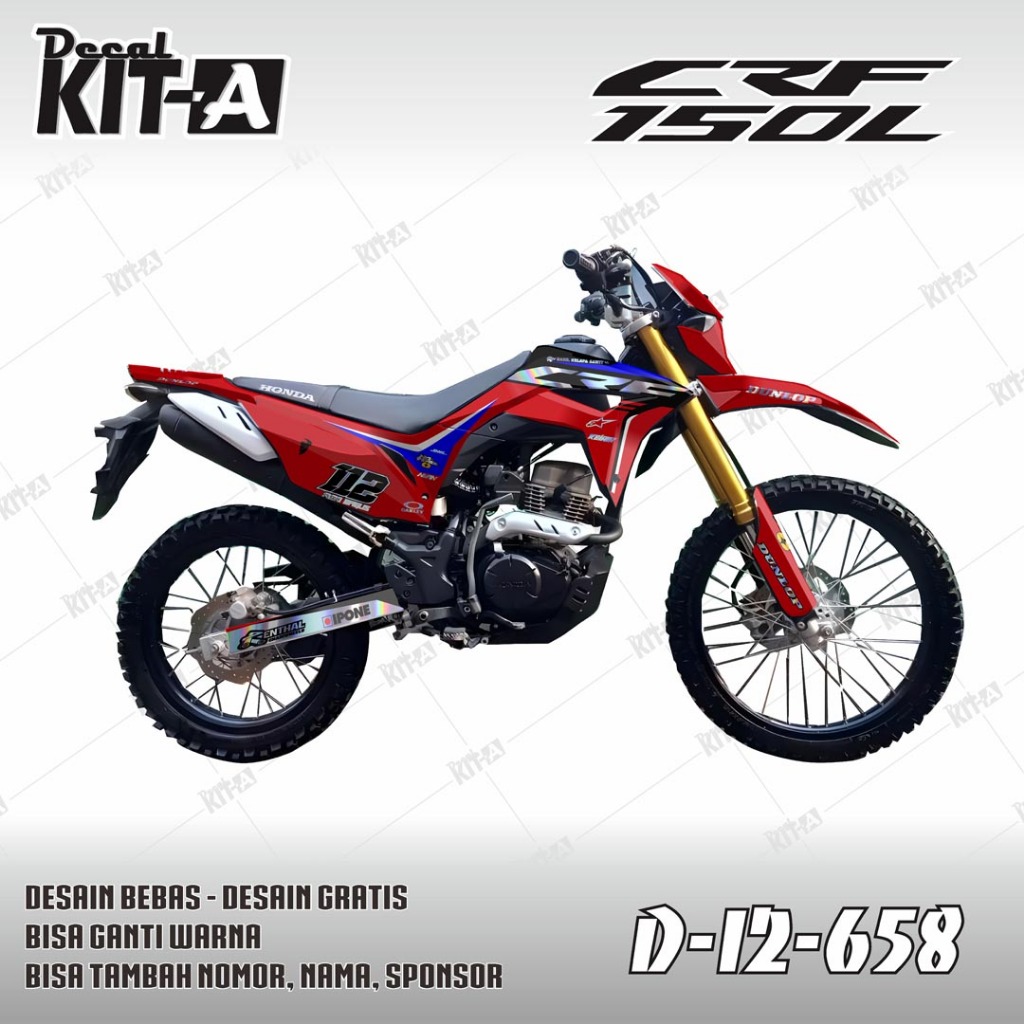 Decal CRF 150L motif MERAH HITAM HOLOGRAM full body crf 150l D-I2-658