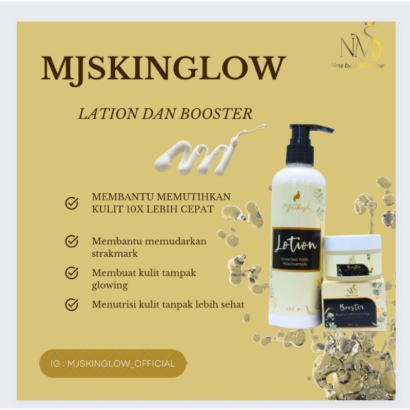 Hb mjskinglow whitening lotion dan booster bpoom (free kupon undian berhadiah)