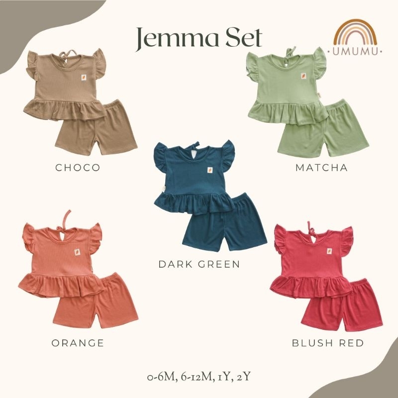Umumu Jemma Set - setelan pendek anak cewe size 0 bulan s/d 2 tahun