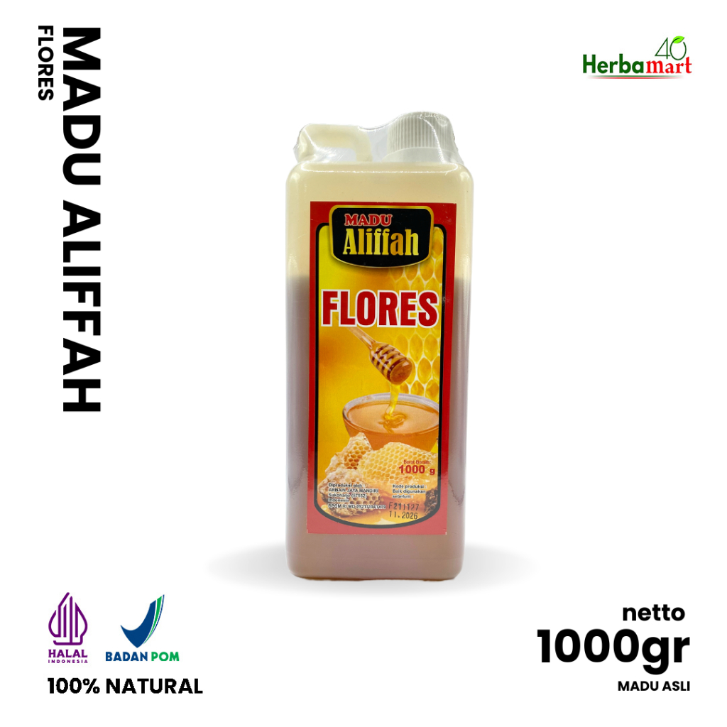 

Madu Asli Flores Botol Plastik Aliffah Madu 1kg/1000gr & 500gr Murni Madu Drigen