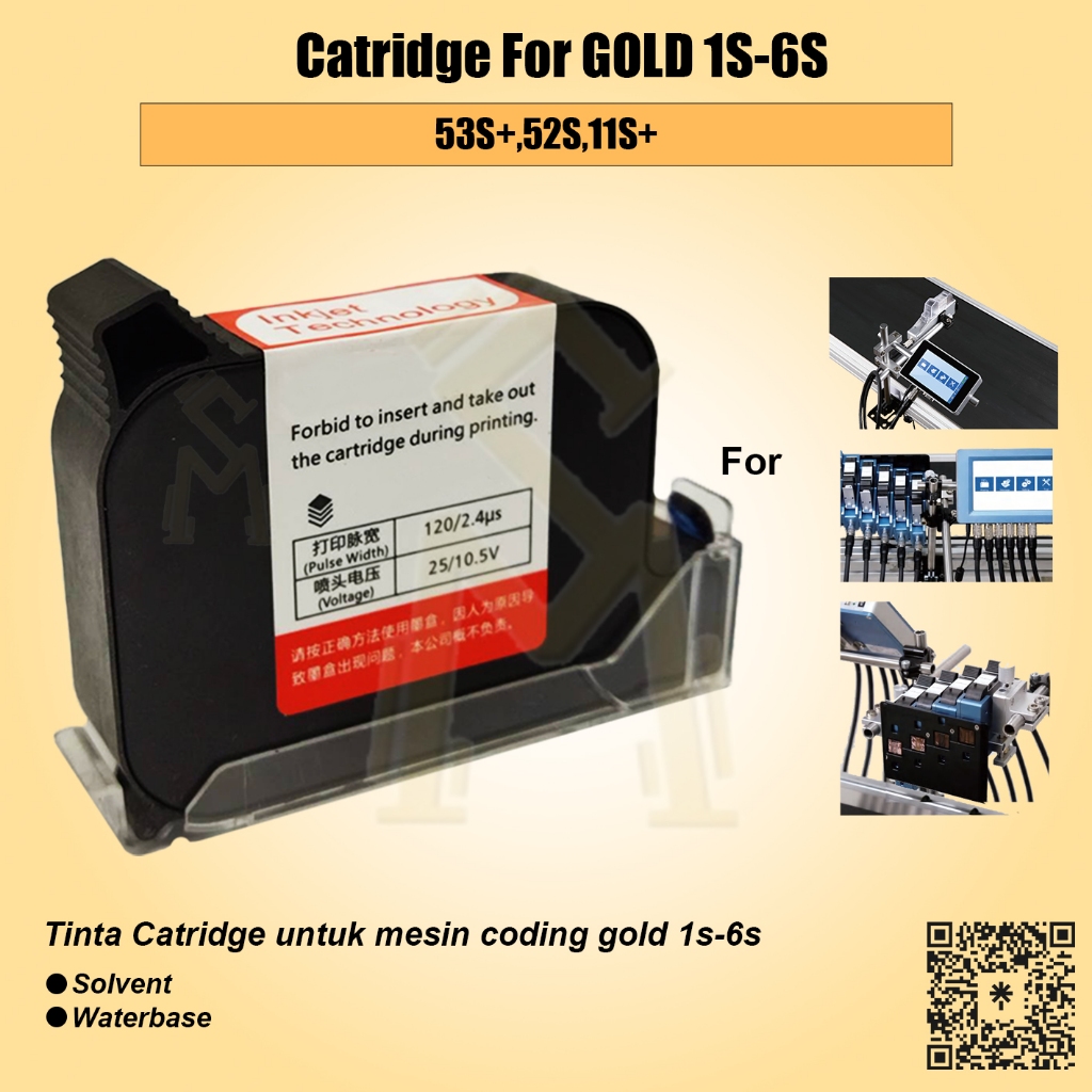 Catridge 53S+ 52S 11S+ for Inkjet Printer Gold-1S Tinta Cetak Expired Date QR Code Barcode Kode Prod