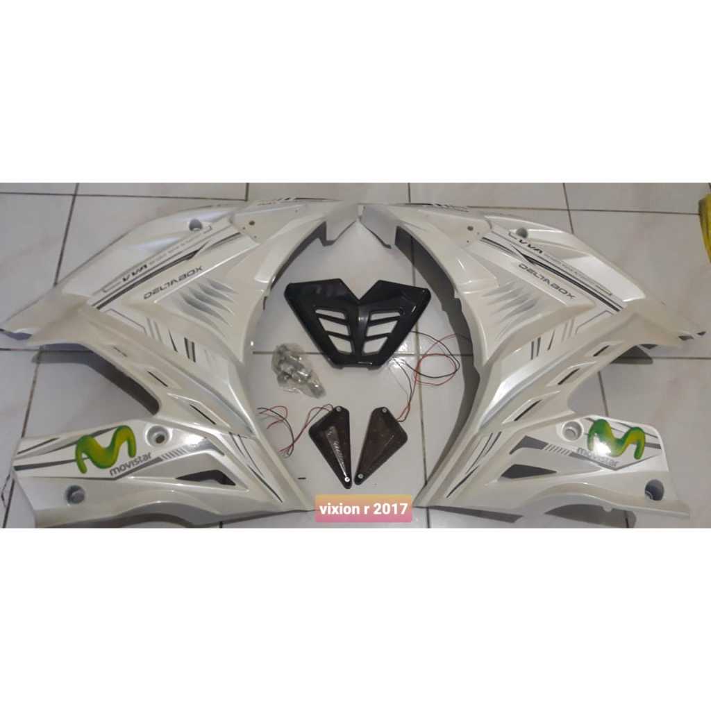 half fairing / semi fairing / sayap samping vixion new r 2017 - sekarang bahan abs tebal warna putih