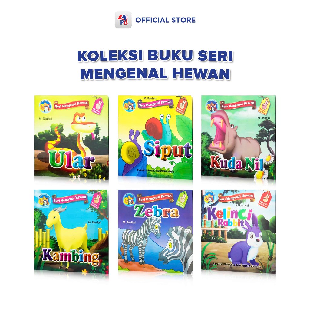 Buku Anak 2 Tahun : Bilingual Seri Mengenal Hewan Zebra Kuda Nil Siput Ular Kelinci Full Color / BIN