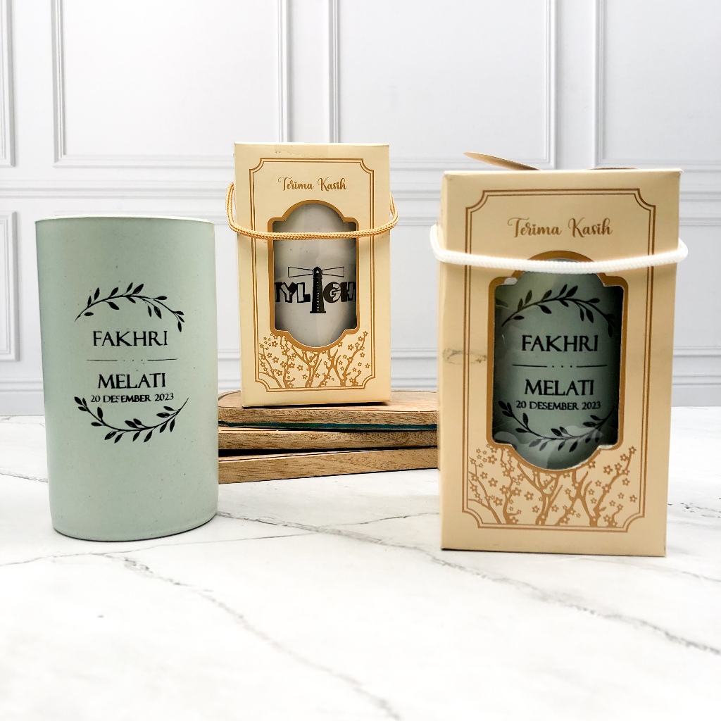 Souvenir Gelas Plastik Kemas Box Jasmine Custom Sablon