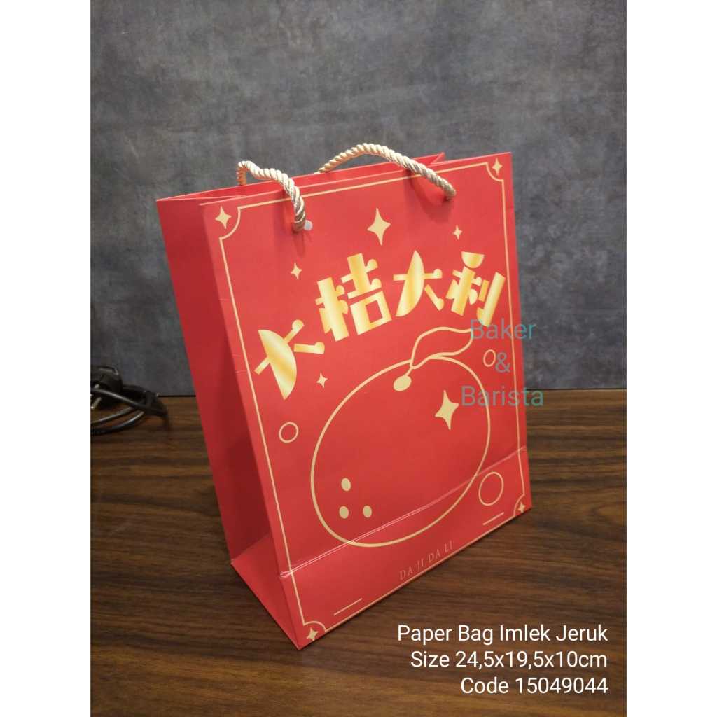 

Paper Bag Imlek Jeruk 24.5x19.5x10cm kantong imlek cny sincia kado bag