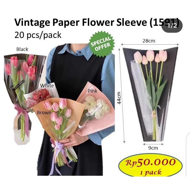 

Vintage paper flower sleeve 1591 - plastik bunga kantong bunga barang florist