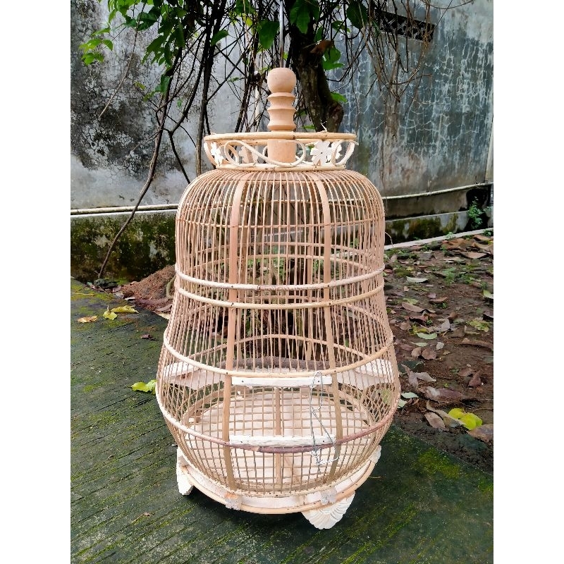 Sangkar Burung Perkutut Sabuk Rotan Jeruji Bambu Model Botol PPO Klasik