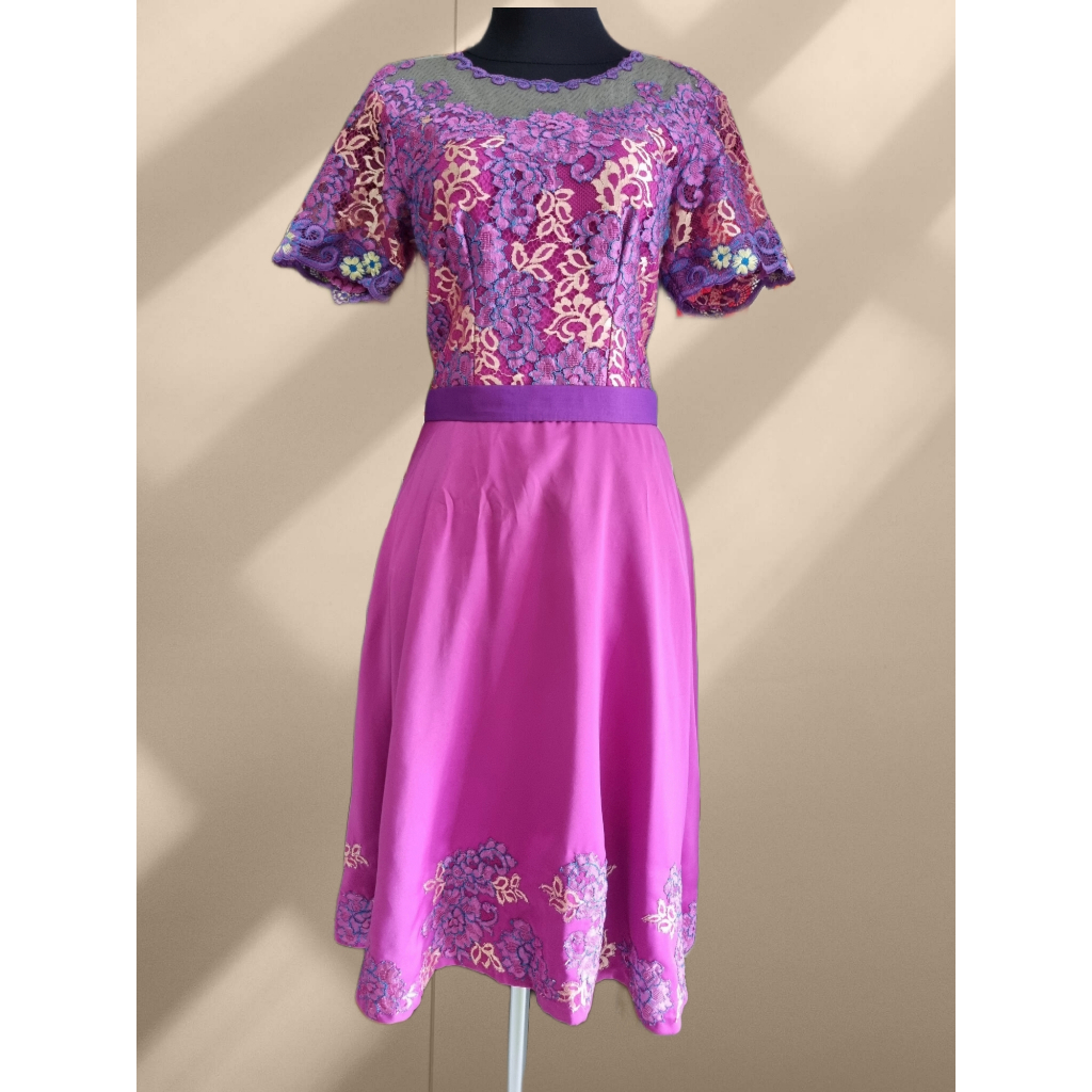 Dress wanita kombinasi brokat (preloved)