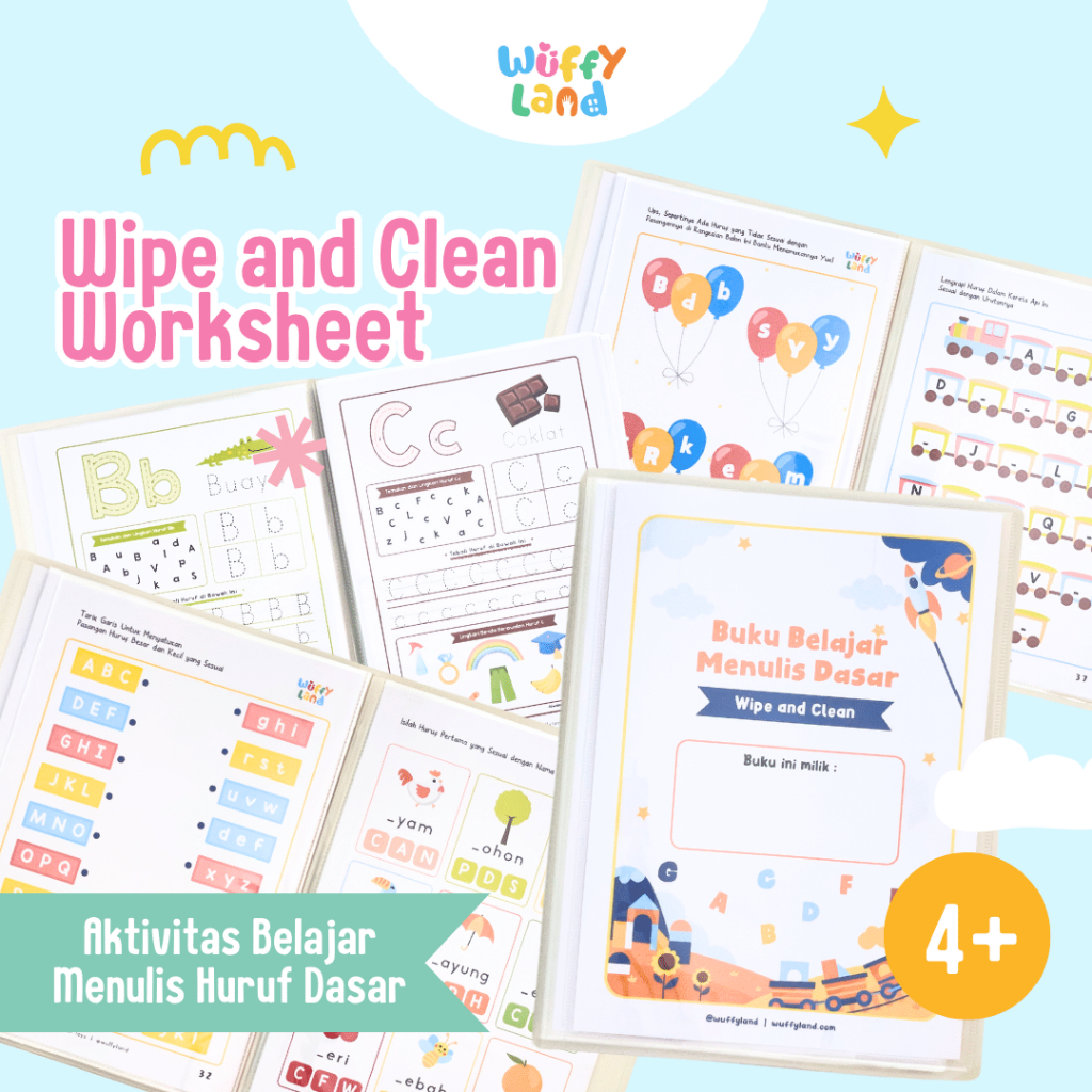 Wipe and Clean Worksheet Vol 02 (Aktivitas menulis) Free Spidol Wipe and Clean