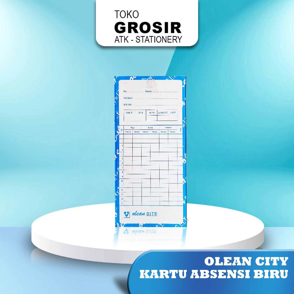 

Kartu Absensi OLEAN CITY Absen Manual Ceklok 1 pack isi 100 lembar - BIRU