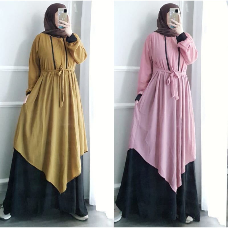 gamis safana ceruti gamis list hitam ld110