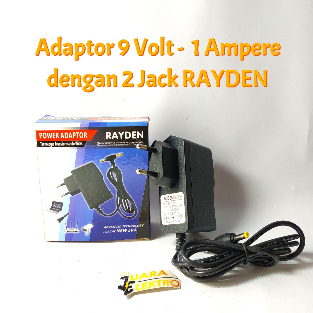Adaptor 9V 1A Dengan 2 JACK | AC/DC Adaptor Model 0910 Pengubah Arus AC/DC 9 Volt / 1 Ampere
