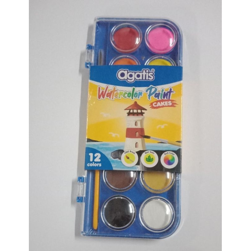 

Cat Watercolor Paint Cakes Agatis 12 Warna PC-C1201 Free Kuas