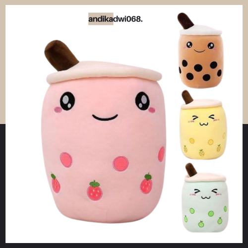 [DISKON] BONEKA BOBA COKLAT PINK GALON / BOBA MILK TEA JUMBO / BONEKA MILK TEA PINK / BONEKA BOBA BU